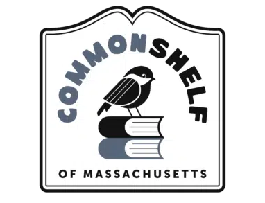 Massachusetts street sign with chickadee sitting on books