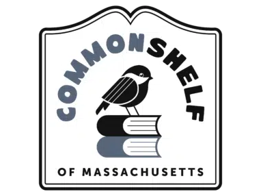 Massachusetts street sign with chickadee sitting on books